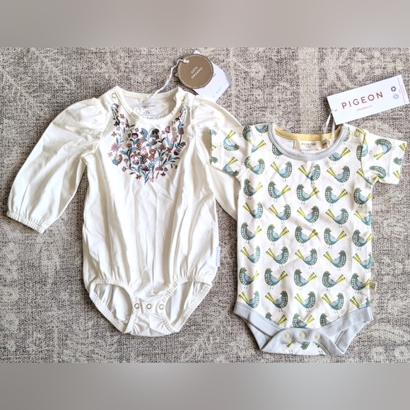 Bundle European Organic Cotton Bodysuits Animal Print Fox Rabbit Hedgehog Pigeon - Picture 1 of 13